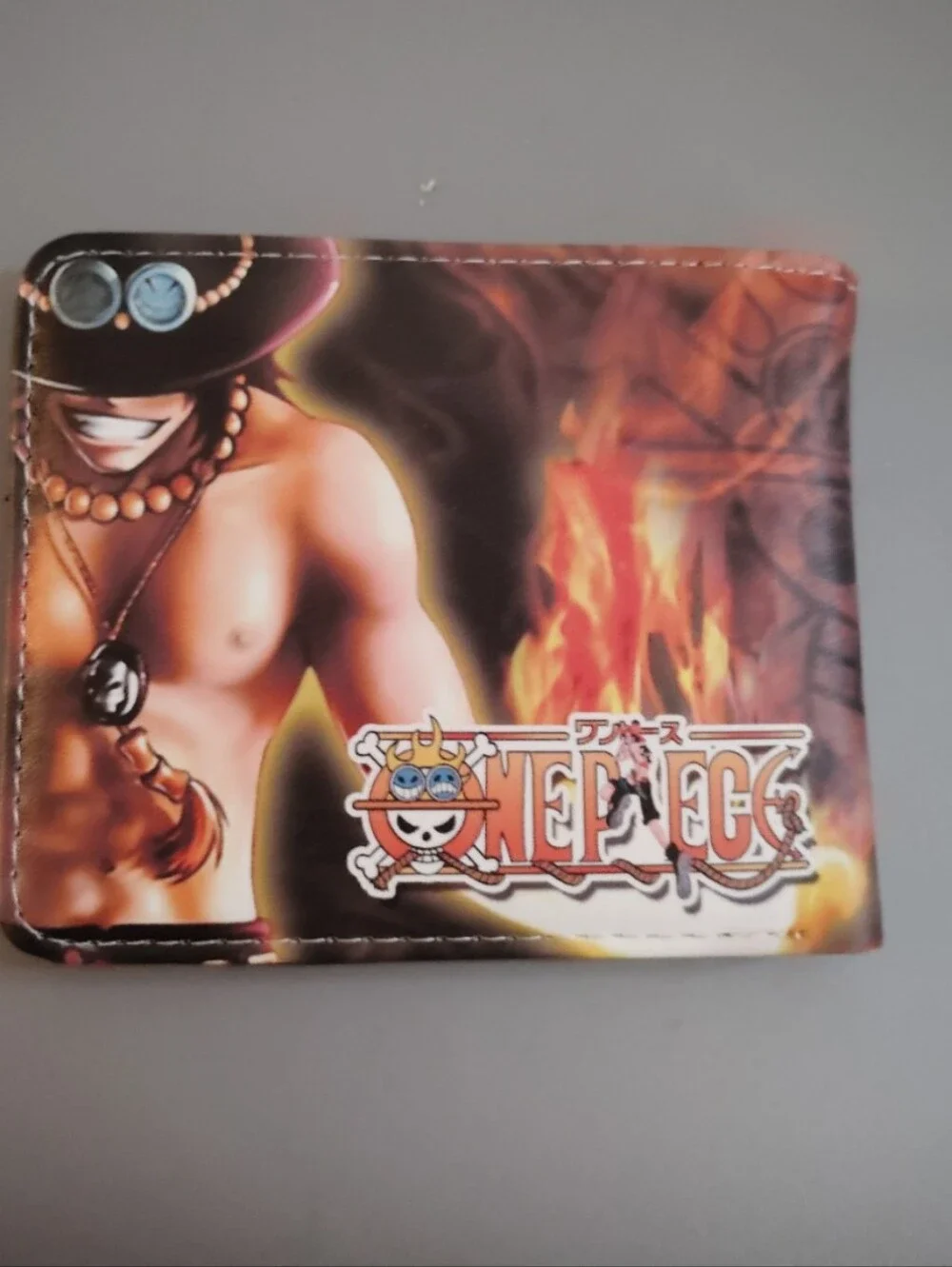 New fire fist ace one piece anime manga leather wallet